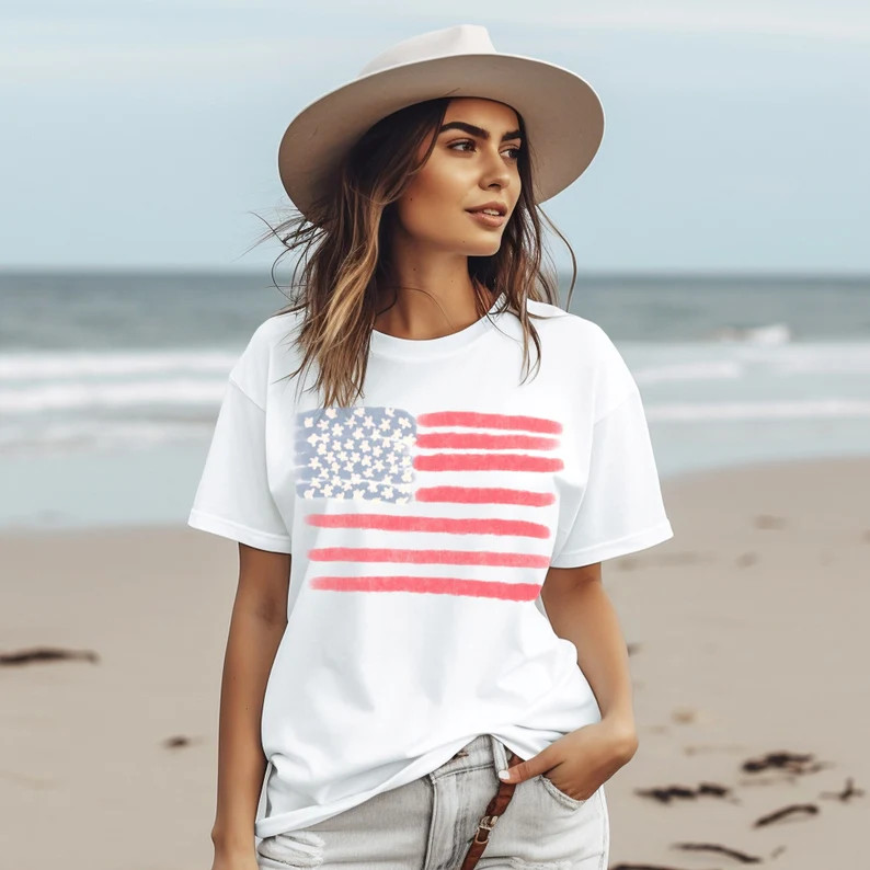 Retro America Shirt, American Flag, 4th Of July Shirt, Fourth Of July, Patriotic USA Gift, Women'... | Etsy (Global)