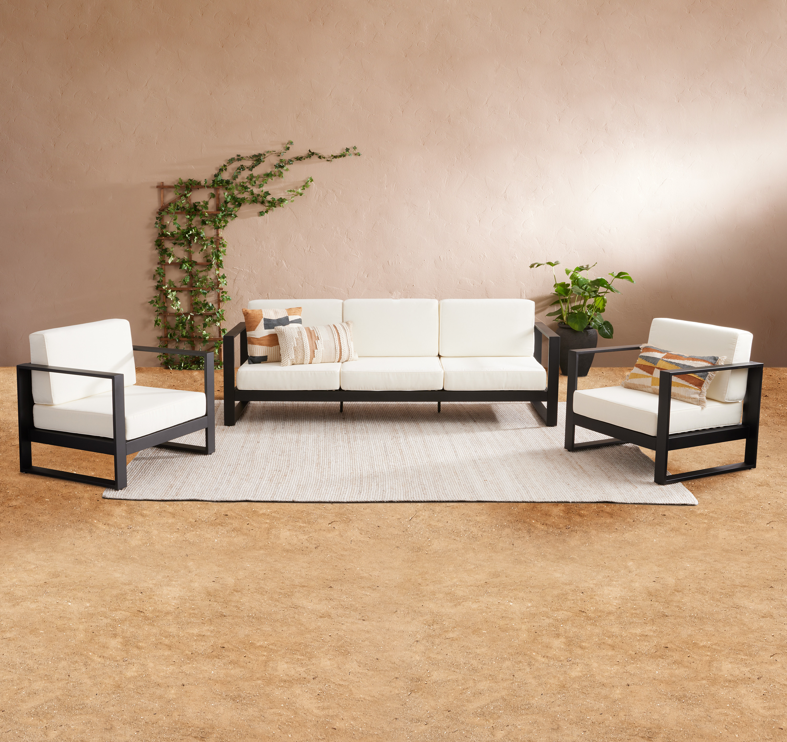 Segovia Metal 3 Piece Outdoor Furniture Set With Chairs | World Market