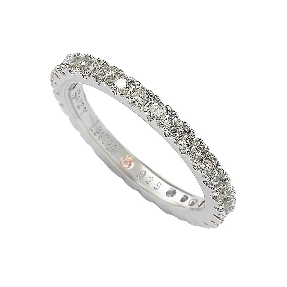 Suzy Levian Sterling Silver Thin White Cubic Zirconia Eternity Band | SUZY LEVIAN