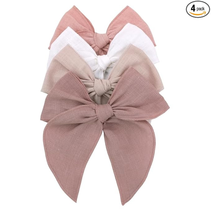 Pack of 4 Gorgeous Fable Bow Hair Clips for Girls Women Linen Hair Bow Alligator Clips Toddler Ba... | Amazon (US)