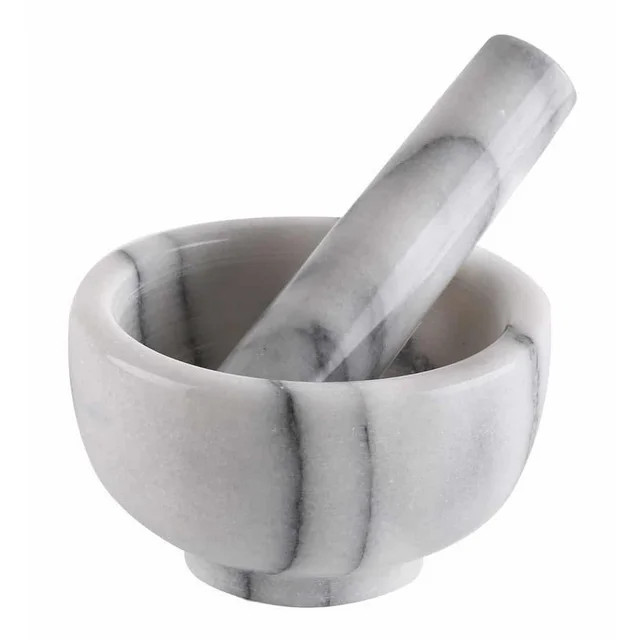 Greenco Marble Mortar and Pestle, Grinder, Crusher White/Gray (3.75") - Walmart.com | Walmart (US)
