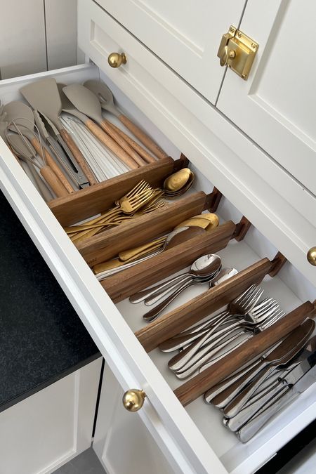 Silverware and kitchen utensil drawer organizer- wood drawer divers 

#LTKFind #LTKhome