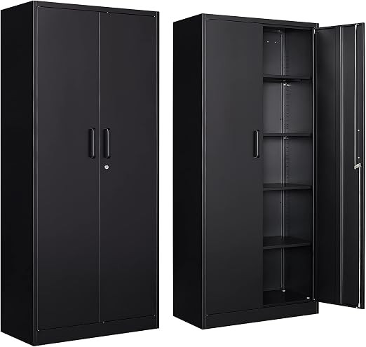 Yizosh Metal Garage Storage Cabinet with 2 Doors and 4 Adjustable Shelves - 71" Steel Lockable Fi... | Amazon (US)