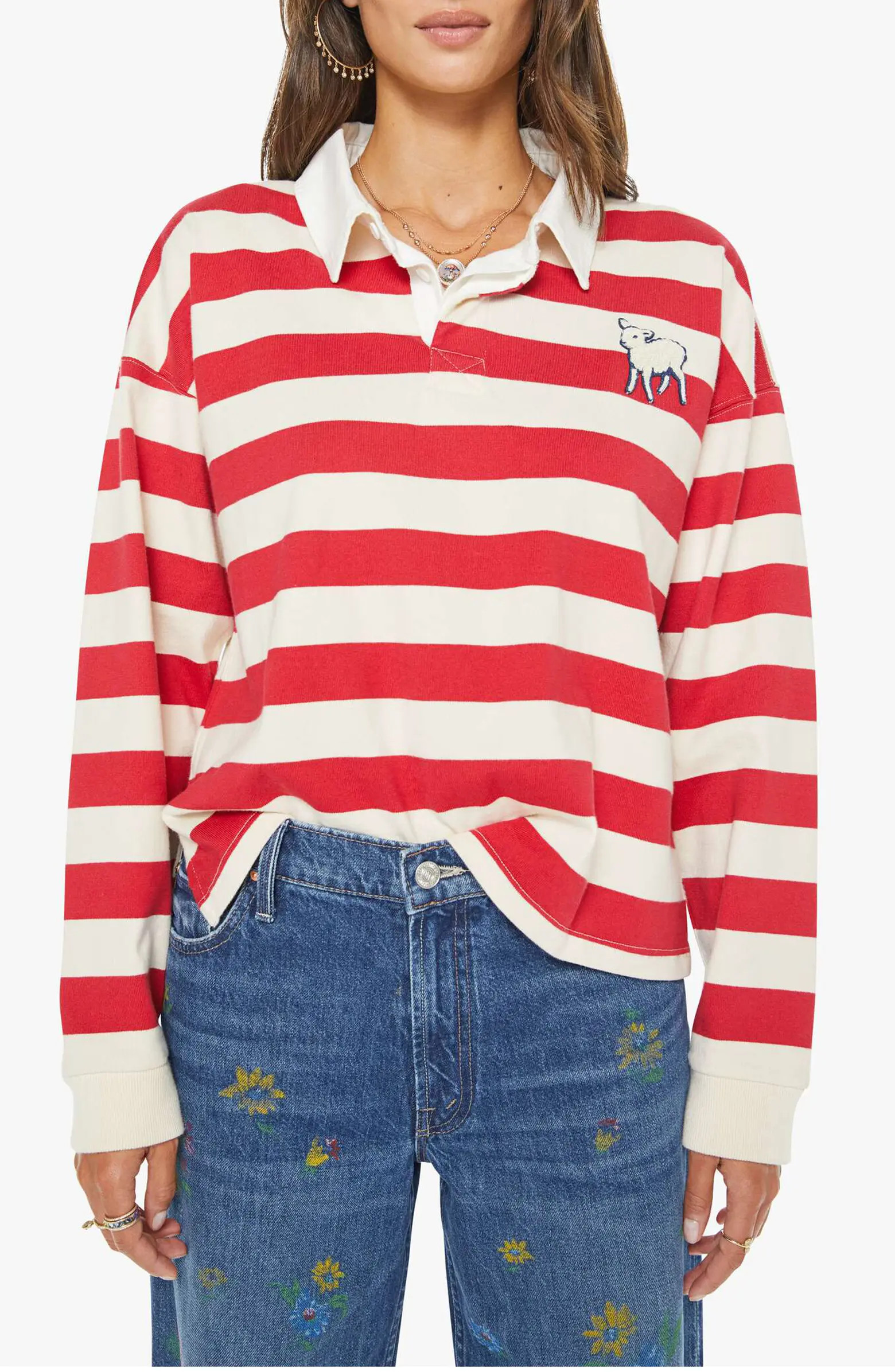 The Boxy Match Stripe Cotton Rugby Shirt | Nordstrom
