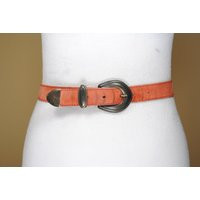 Red Leather Belt For Women, Western With Antique Brass Buckle, Slim Vintage Waist Belt, Cowgirl Rodeo Cognac | Etsy (US)