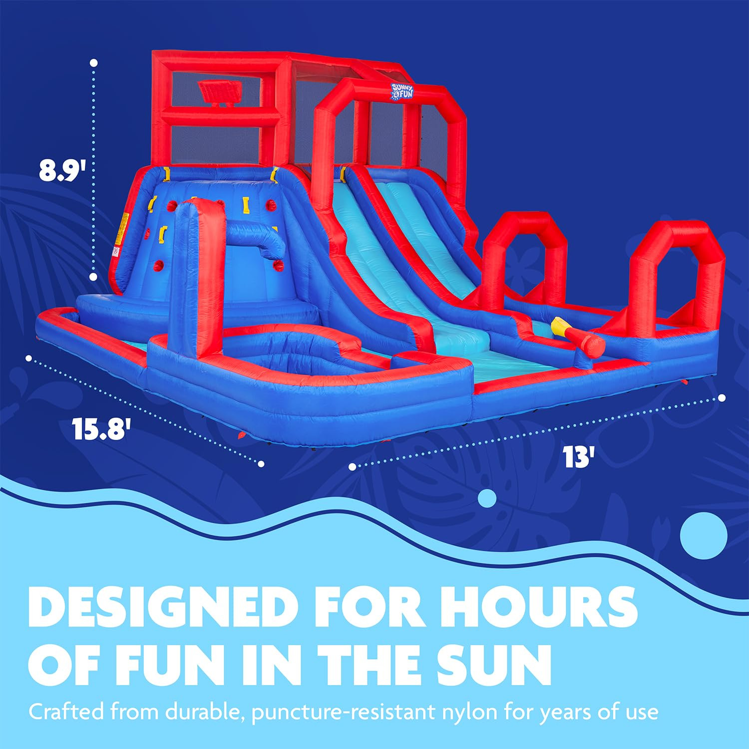 Sunny & Fun Mega Climb N’ Go Inflatable Water Slide Park – Heavy-Duty for Outdoor Fun - Climb... | Amazon (US)