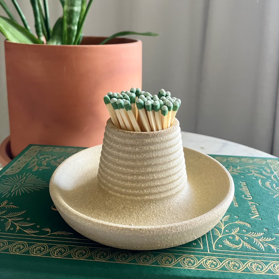 Match Striker White, Extra Speckled / Handmade / White Pottery / Match Holder / Toothpick Holder ... | Etsy (US)
