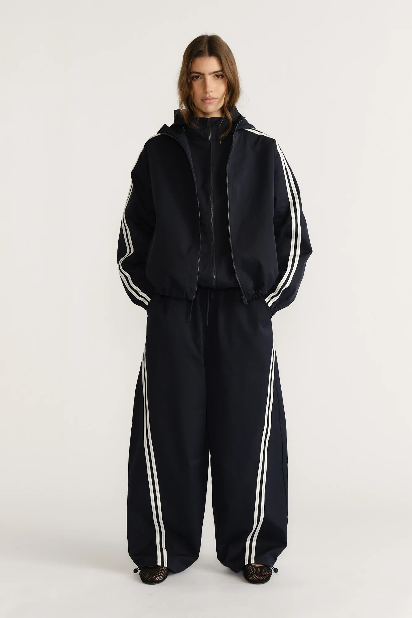 D-Luxe Stripe Barrel Pants - Navy | DECJUBA