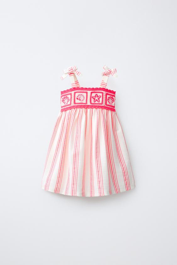 EMBROIDERED STRIPED DRESS | Zara US