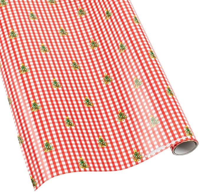 Caspari Christmas Tree Gingham Gift Wrapping Paper - 30 in. x 8 ft. Roll | Amazon (US)