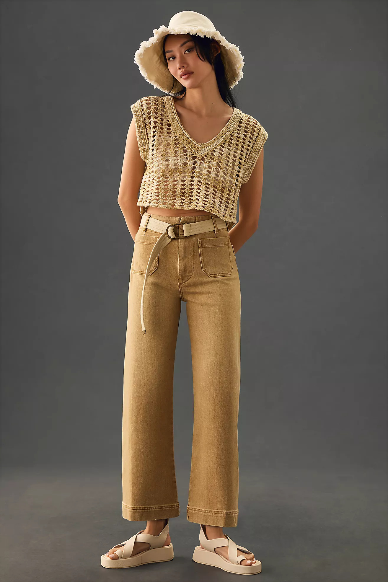 The Denim Colette Cropped Wide-Leg Jeans | Anthropologie (US)
