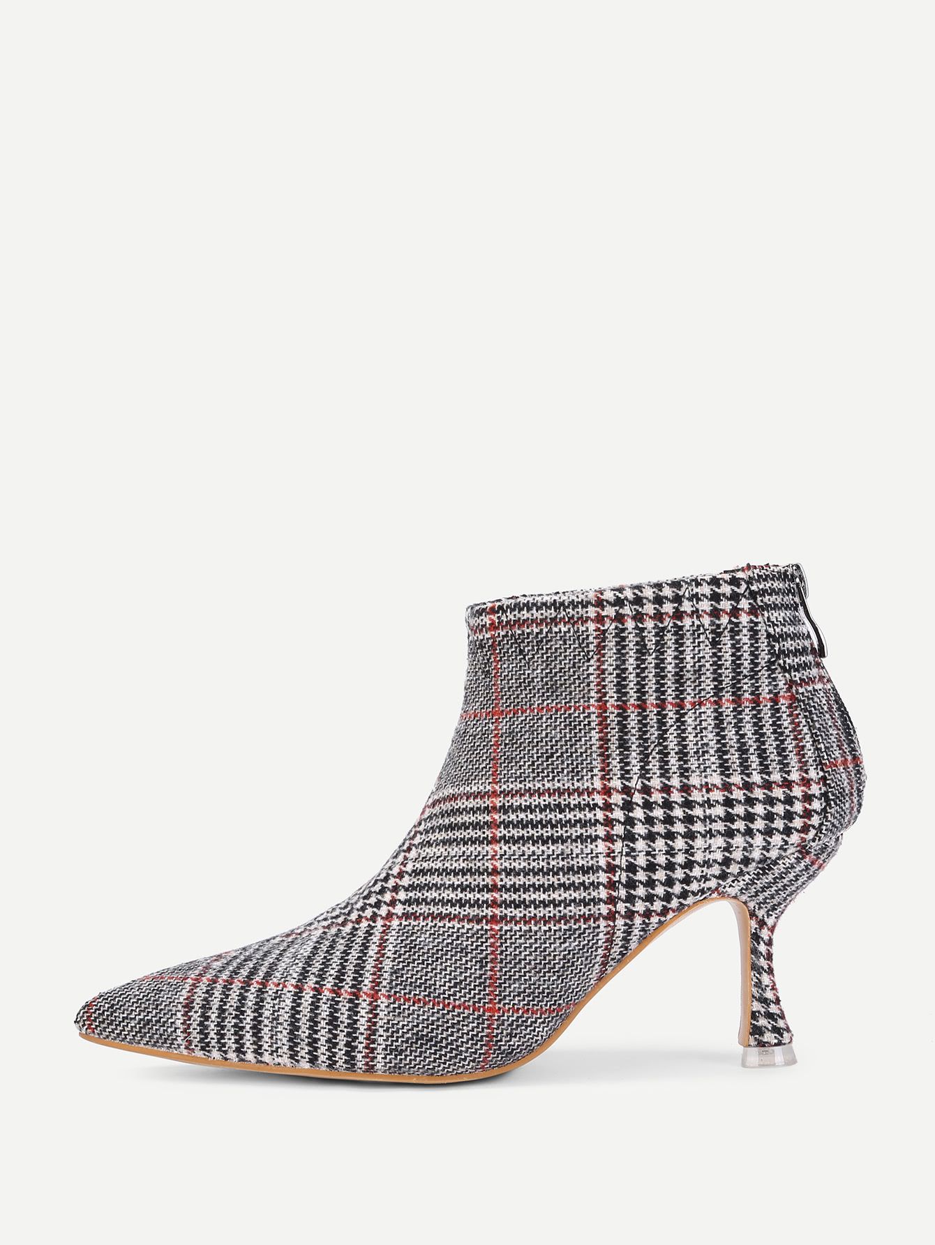 Kitten Heeled Plaid Ankle Boots | SHEIN