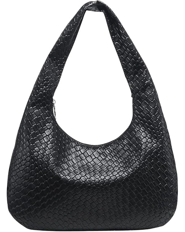 OYOANGLE Women's Woven Leather Handbag Vintage Top Handle Shoulder Bags Textured Hobo Bag | Amazon (US)