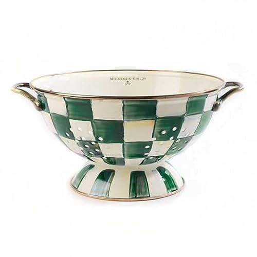 MACKENZIE-CHILDS Enamel Colander, Decorative Kitchen Strainer, Large, Green-and-White Emerald Check | Amazon (US)