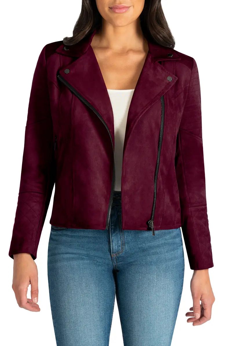 Quilted Panel Faux Suede Moto Jacket | Nordstrom