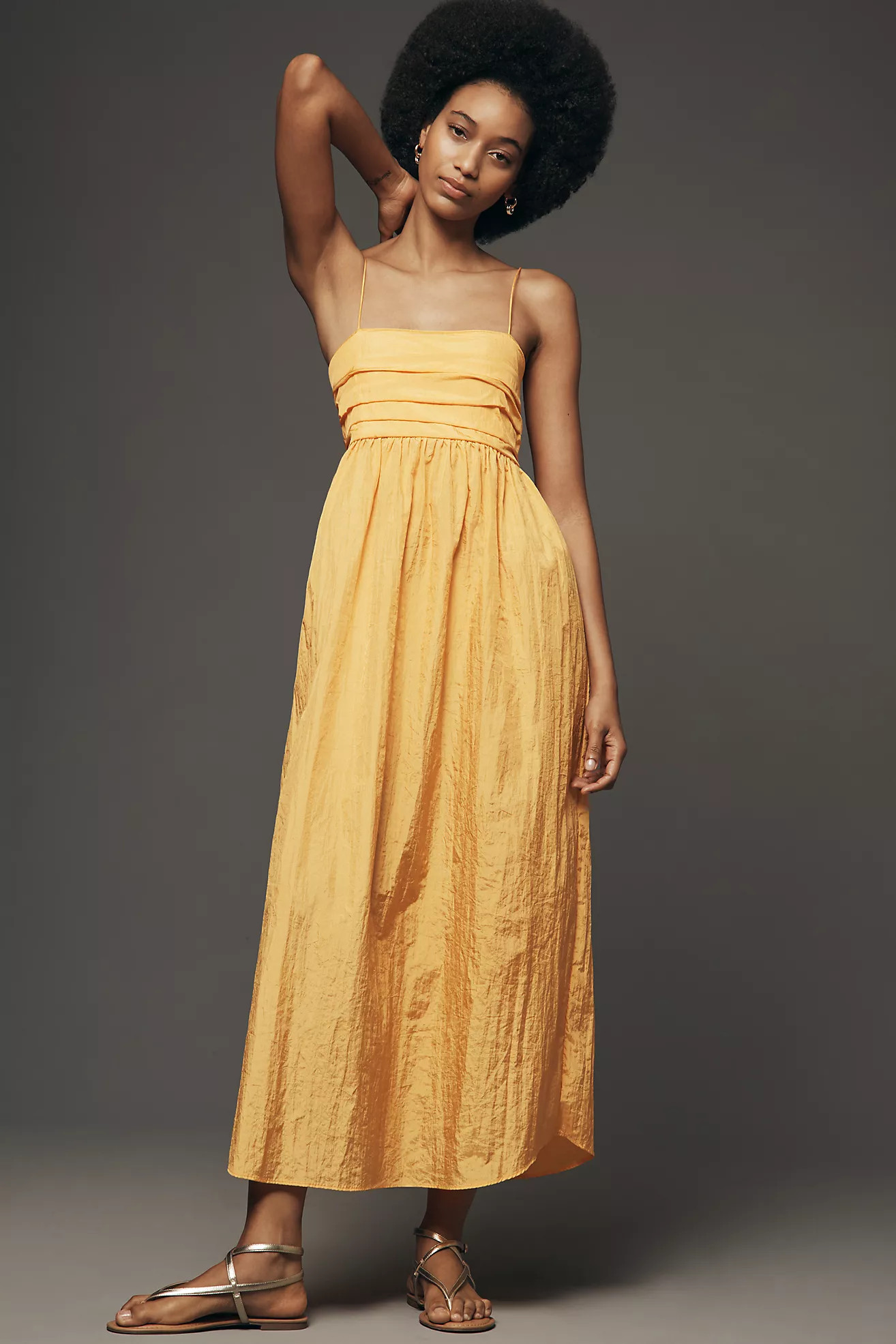 S/W/F Ruched Square-Neck Midi Dress | Anthropologie (US)