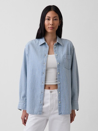 Railroad Striped Denim Big Shirt | Gap (US)