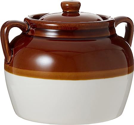 R&M International Traditional Style 4.5-Quart Large Ceramic Bean Pot with Lid, Brown | Amazon (US)