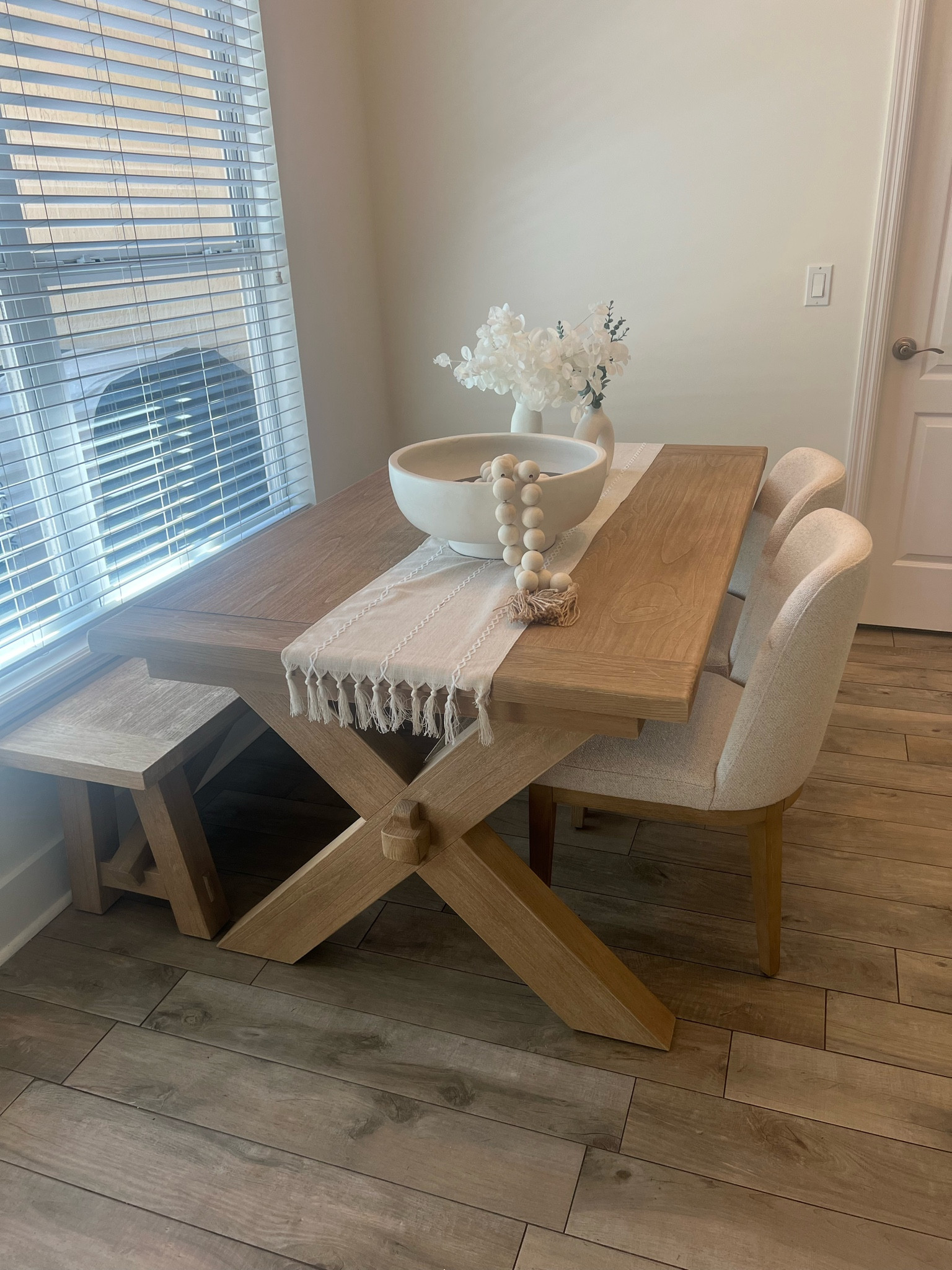 My Kitchen Table Area is COMPLETE!! And my Pottery Barn furniture is on SALE!! All wood is in SEADRIFT & our chairs are upholstered in Performance Boucle in OATMEAL color with SEADRIFT legs!! Table decor is all AMAZON & major pottery barn dupes!!

#LTKhome #LTKsalealert #LTKFind