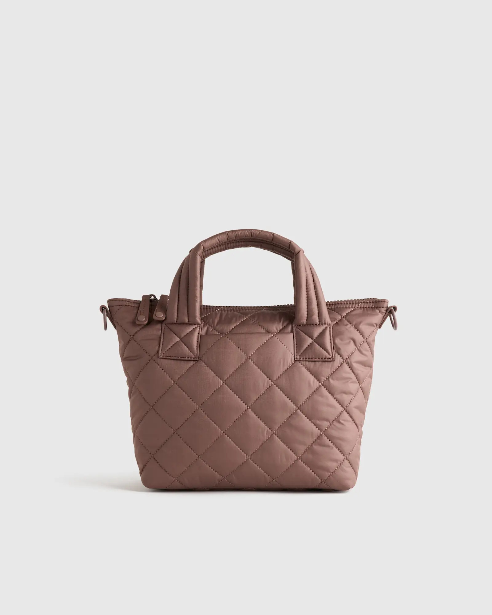 Transit Quilted Small Crossbody Tote in Taupe Brown | Quince