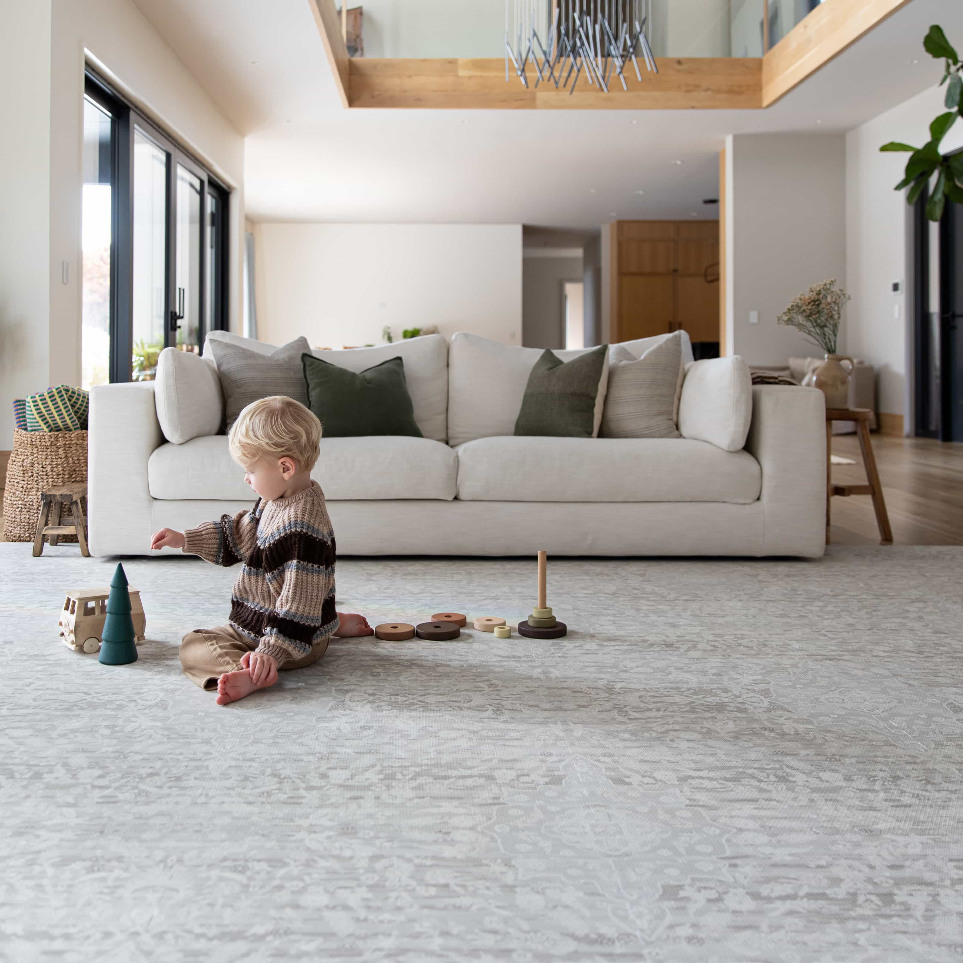 Gray and White Floral Baby Play Mat - Emile in Laurel | House of Noa | | House of Noa