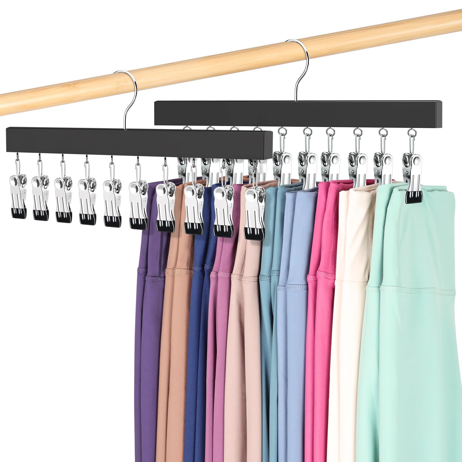 Legging Organizer for Closet, Pants Hangers with Clips Holds 20 Leggings, Jeans, Hats, Shorts, So... | Amazon (US)