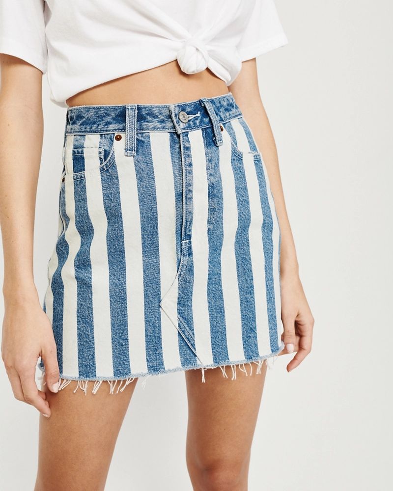 Striped Denim Mini Skirt | Abercrombie & Fitch US & UK