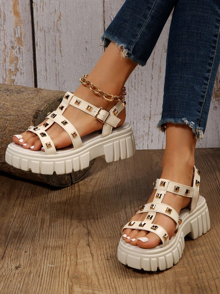 Women's Casual Fashionable Anti-slip Chunky Heeled Platform Sandals | SHEIN