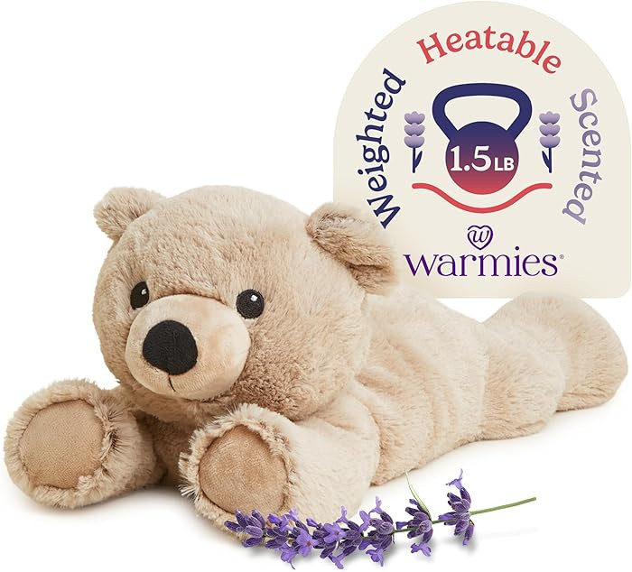 warmies Microwavable & Weighted Stuffed Animals, Brown Bear - Heated Stuffed Animal Plushie for W... | Amazon (US)