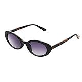 Steve Madden Women's Charmer Oval Sunglasses, Shiny Black, 51mm | Amazon (US)
