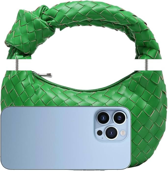 JBB Woven Handbag Bag for Women Leather Shoulder Bags Knotted Purse Soft Mini Hobo Clutch | Amazon (US)