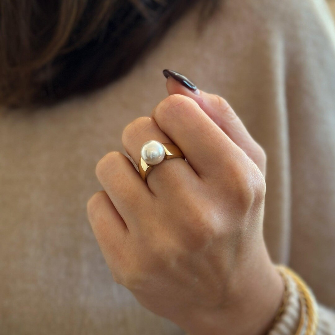Bold Pearl Statement Ring Gold Womens Cocktail Ring | Etsy (US)