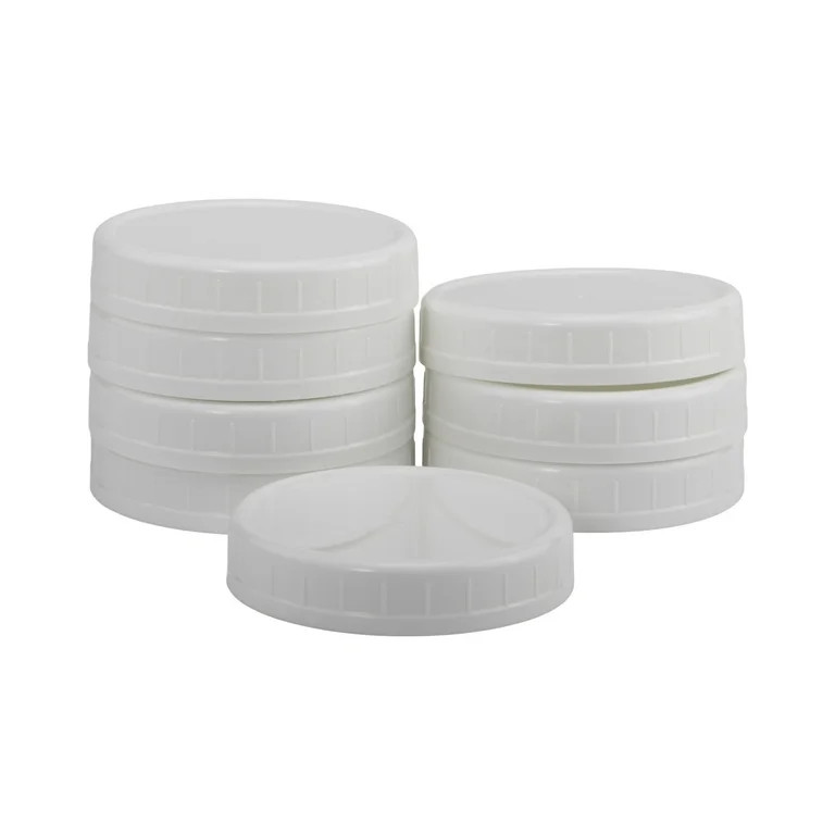 Mainstays Pack of 8 BPA-Free Plastic Wide Mouth Canning Mason Jar Lids, White | Walmart (US)