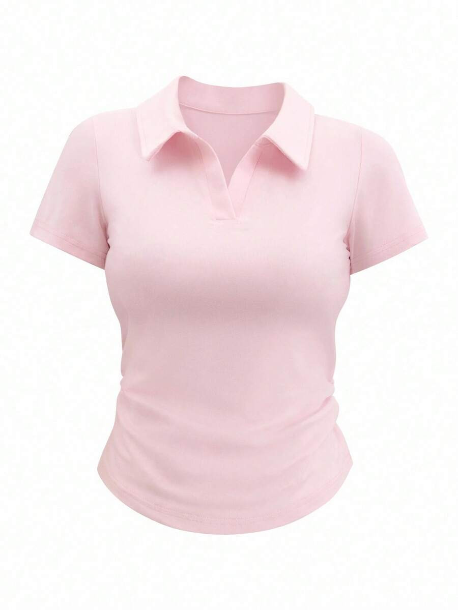Rina Fox Women's Casual Versatile Solid Color T-Shirt, Summer | SHEIN