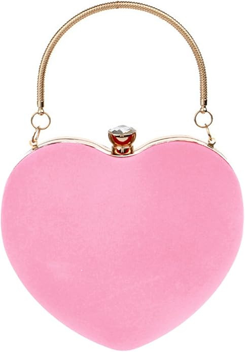 Sun Kea Women Heart Shaped Handbag Mini Clutch Chain Purse Chic Shoulder Bag Evening Tote | Amazon (US)