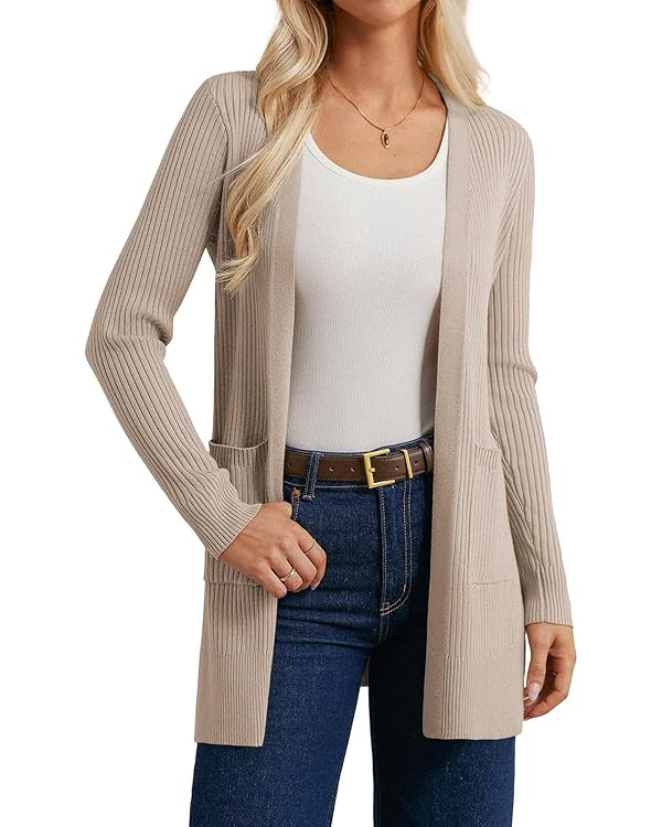 GRACE KARIN Womens Long Cardigan Lightweight Knitted Sweaters Long Sleeve Open Front Sweater Coat... | Amazon (US)