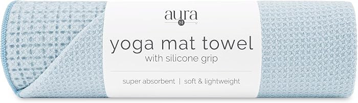 S&T INC. Aura Microfiber Yoga Mat Towel with Grip, 24" x 72", Blue | Amazon (US)