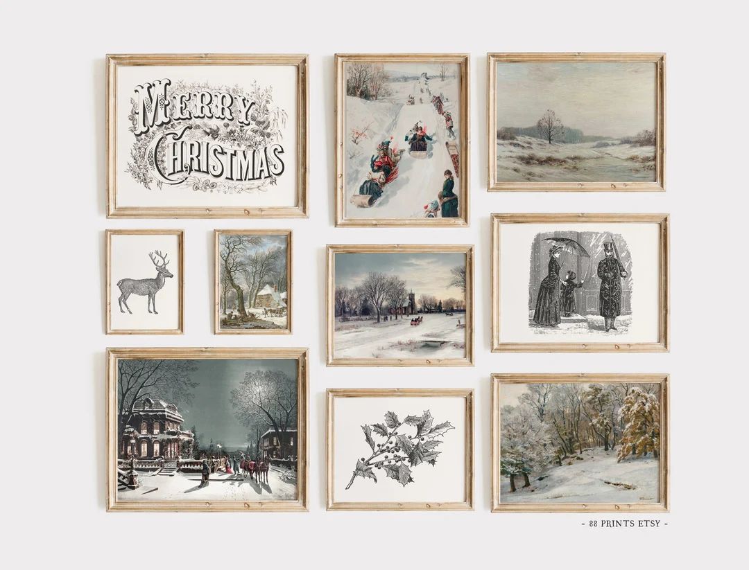 Vintage Christmas Prints Set of 10, Vintage Christmas Decorations, Vintage Christmas Wall Art, Ch... | Etsy (CAD)