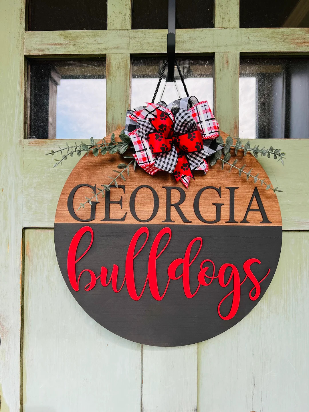Georgia Door Hanger, Bulldogs Front Door Decor, Football Porch Decor - Etsy | Etsy (US)