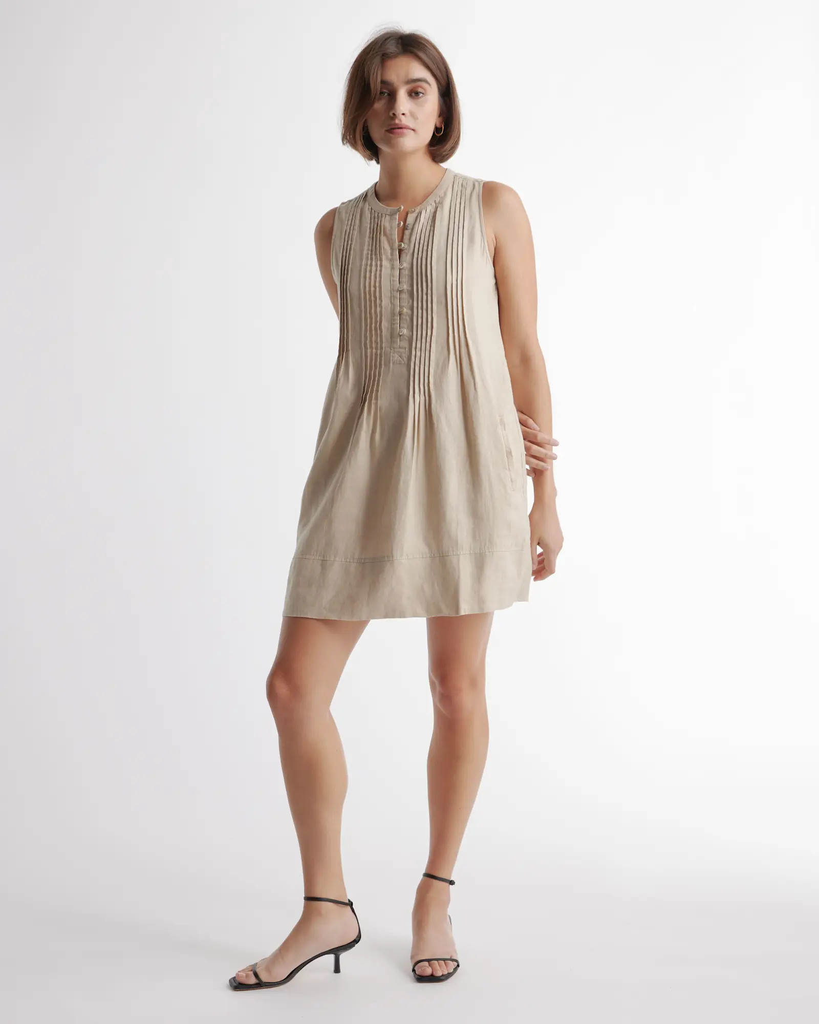 100% European Linen Sleeveless Swing Dress | Quince