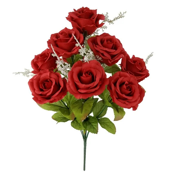 Mainstays Indoor Artificial Rose Bush, Red Color, Assembled Height 17.5" | Walmart (US)
