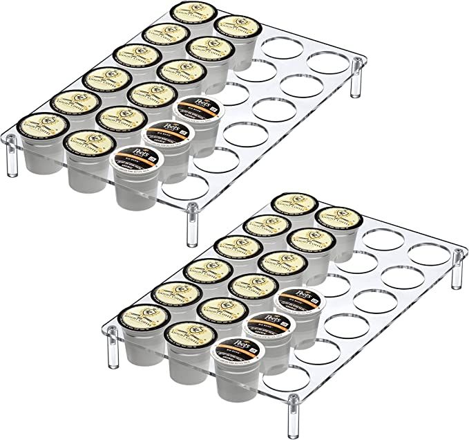 Amazing Abby 2-Pack 24-Slot Flat Acrylic Coffee Pod Holder, Large-Capacity Plastic Coffee Capsule... | Amazon (US)