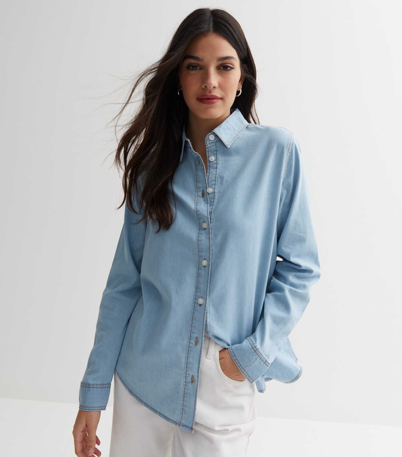 Blue Denim Long Sleeve Shirt | New Look | New Look (UK)