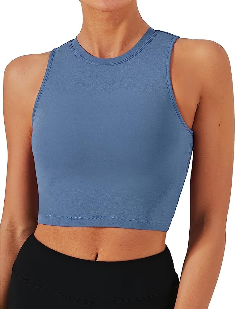 Natural Feelings Sports Bras for Women Removable Padded Yoga Tank Tops Sleeveless Fitness Workout Ru | Amazon (US)