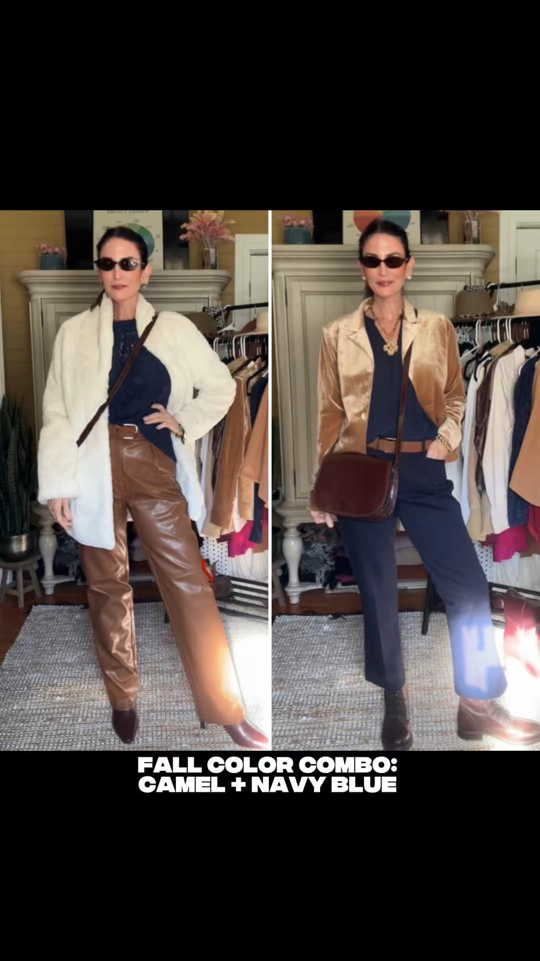 Wearing it vs. Styling it ✨ Watch how it can go from simple to styled. 🪄

Match navy blue with shades of camel and brown for a classic look that never goes out of style! 

Which look is your favorite? 

Fall outfit inspo | petite fashion | everyday fashion | fall style 2025 | fall color palette | fall color combo

#falloutfits #fashioninspo #fashionover40

#LTKOver40 #LTKStyleTip #LTKSeasonal