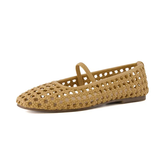 Cushionaire Women's Weavy Squared Toe Woven Ballet Flats with Memory Foam | Comfortable Mary Jane... | Walmart (US)