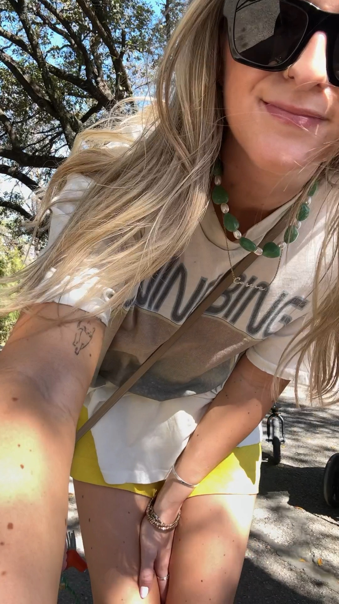 What I wore to take my daughters to the zoo over spring break! 

I’m forever a tshirt girl - this one from Anine bing is one of my favs. Cost per wear I’ve gotten sooooo much use out of it. 
This skirt is so good! It’s definitely a micro skirt, but it’s got built in shorts so you don’t have to worry about any lady bits showing 😂