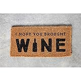 Creative Co-Op I Hope You Brought Wine Coir Doormat, 32" L x 16" W x 1" H, Natural/Black | Amazon (US)