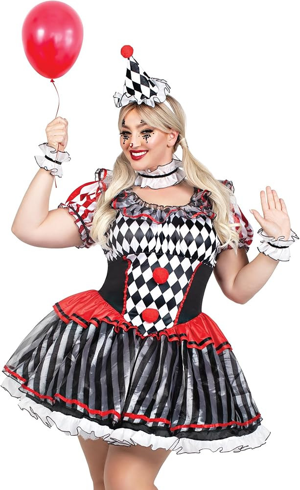 Leg Avenue Women's Darling Harlequin Sexy Clown Plus Size Halloween Costume with Clown Hat Headba... | Amazon (US)