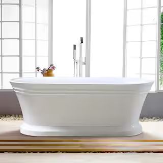 Versailles 59 in. Acrylic Flatbottom Freestanding Bathtub in White | The Home Depot